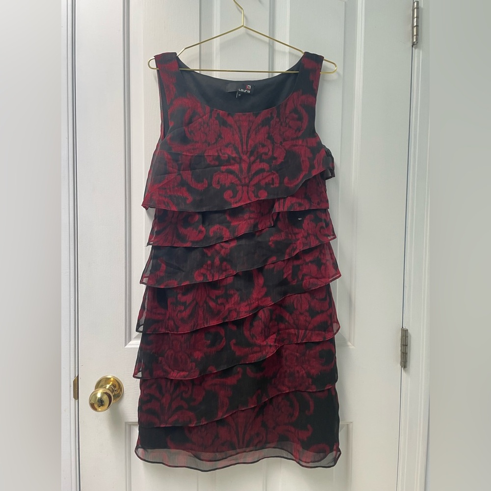🌸M Laura Layered Red and Black Ruffle Dress🌸